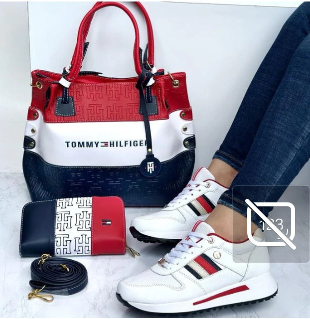 Combo Mujer Tommy Bolso + Billetera + Calzado