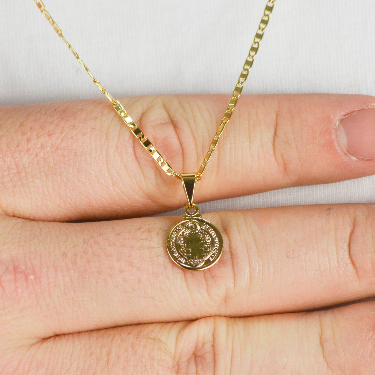 Combo Cadena Escalera + Dije San Benito