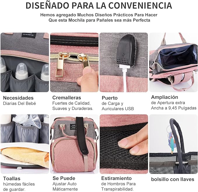 Pañalera Multifuncional Morral Cambiador
