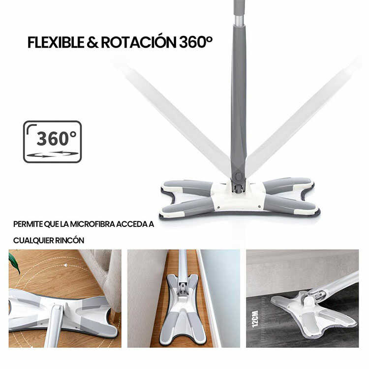 Trapeador de Fibra en X Giratorio 360°