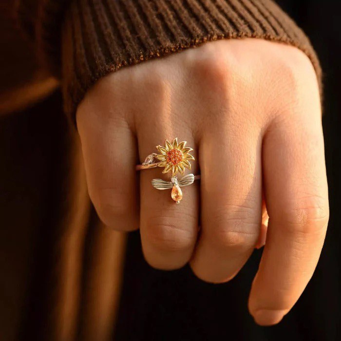 Set X 2 Anillo Girasol Giratorio