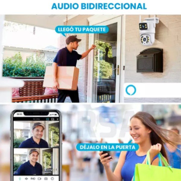 Cámara de Vigilancia Doble Lente WiFi Interior y Exterior