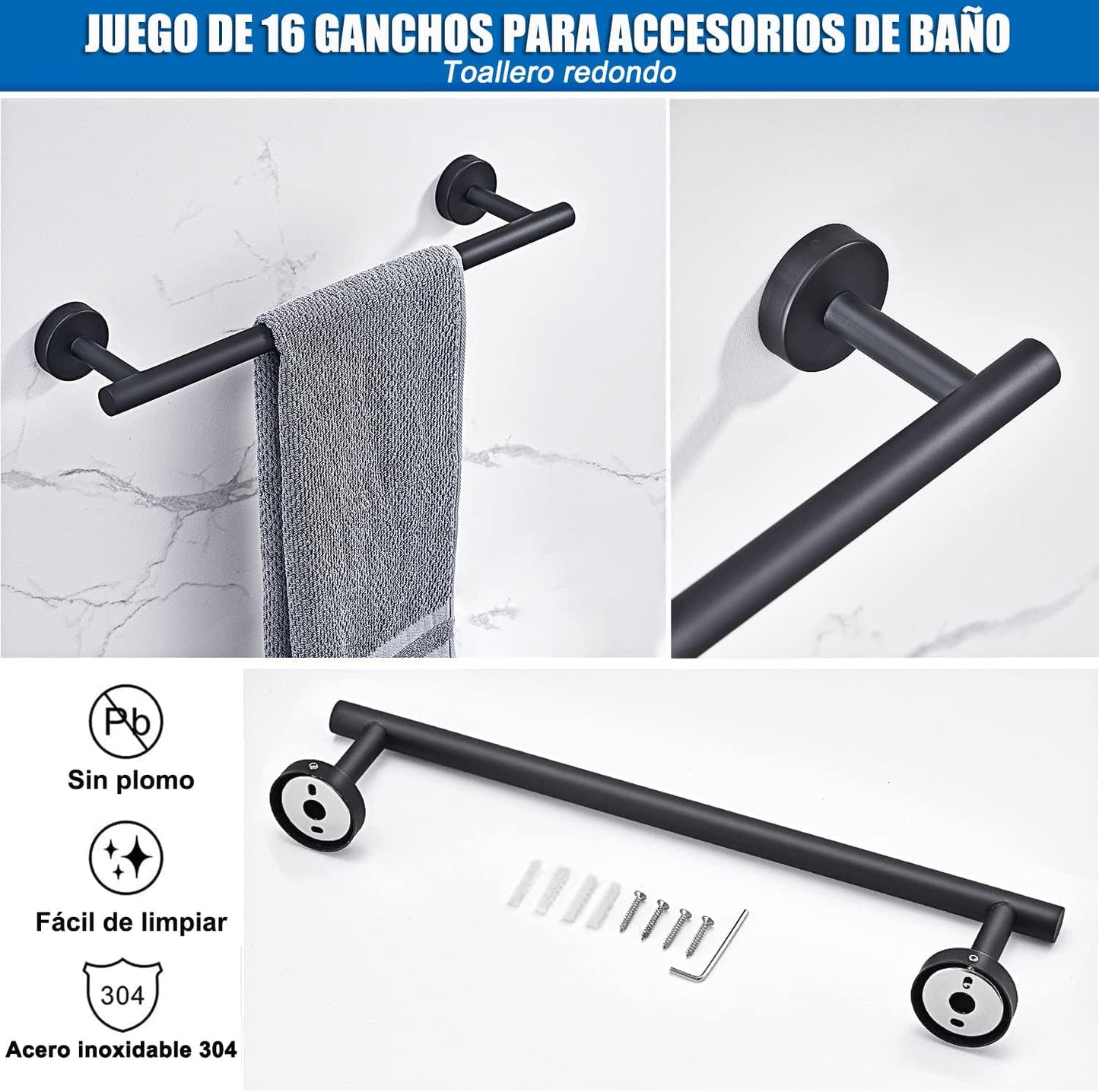 Juego Sets de Accesorios Para Baño Inoxidable