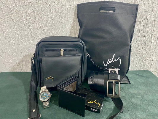 Combo Caballero: Carriel 23 cm + Reloj + Correa + Billetera Vélez
