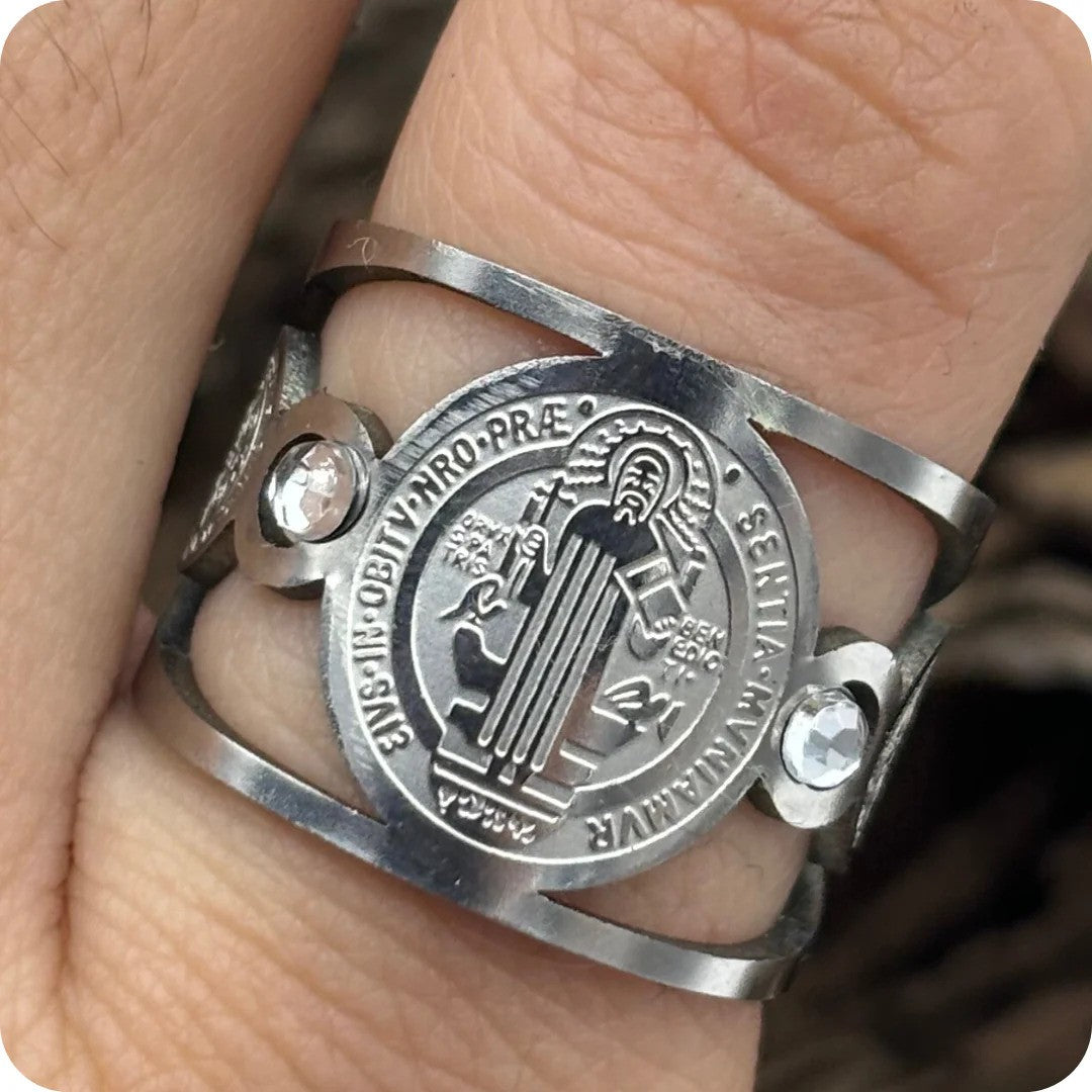 Anillo Sello San Benito + Caja de Regalo
