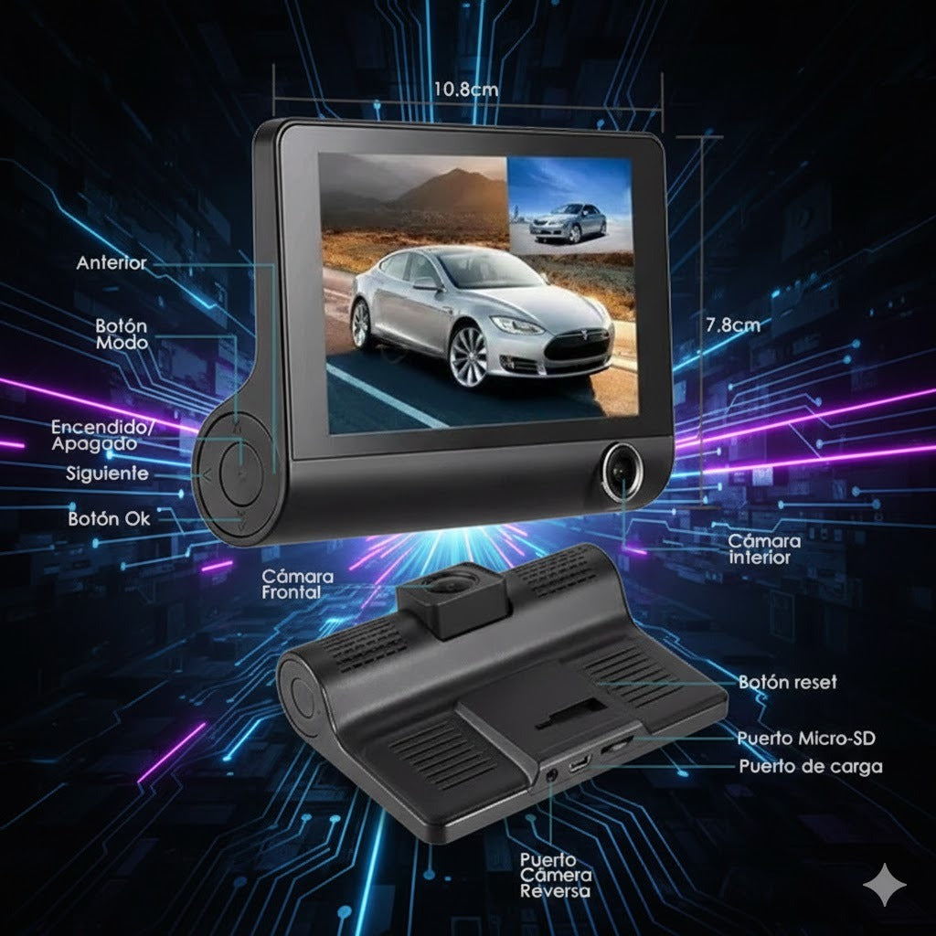 Espejo Retrovisor con Cámara Dual HD