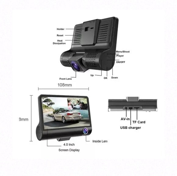 Espejo Retrovisor con Cámara Dual HD