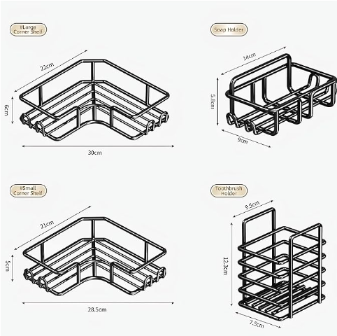 Organizador de Baño Adhesivo de 4 Piezas