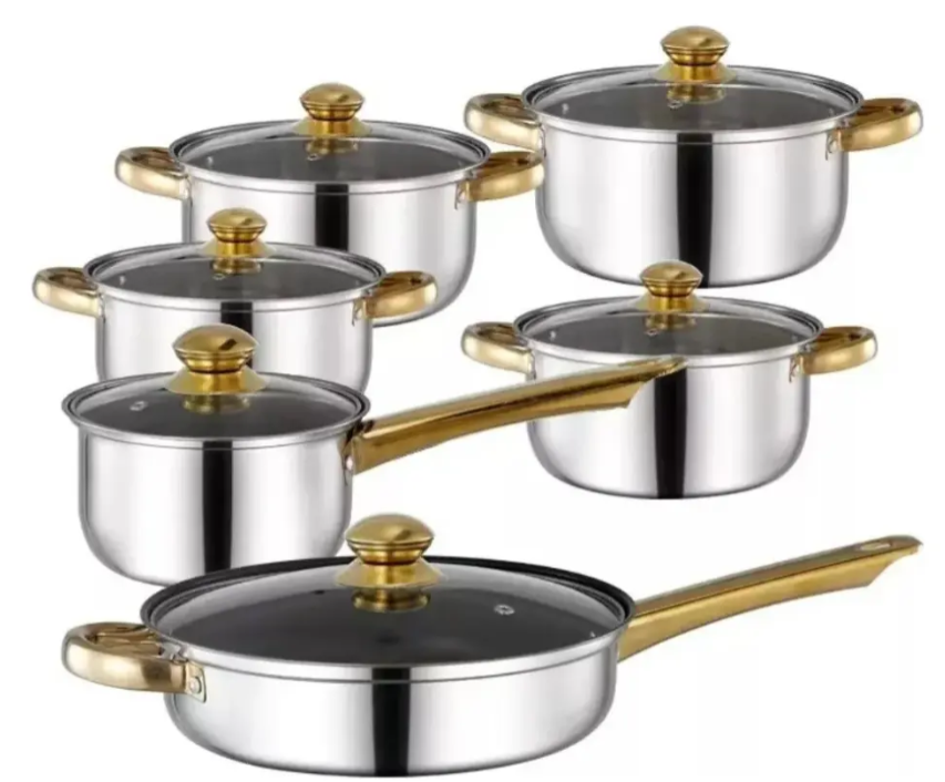 Baterias de Cocina de 12 Piezas en Acero Inoxidable