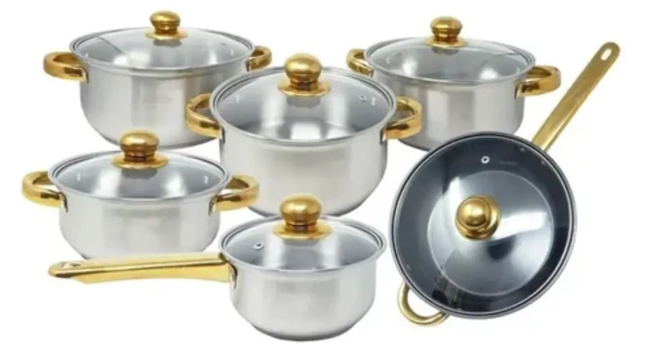 Baterias de Cocina de 12 Piezas en Acero Inoxidable