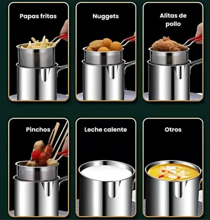 Olla Freidora de Acero Inoxidable 1.2 LT