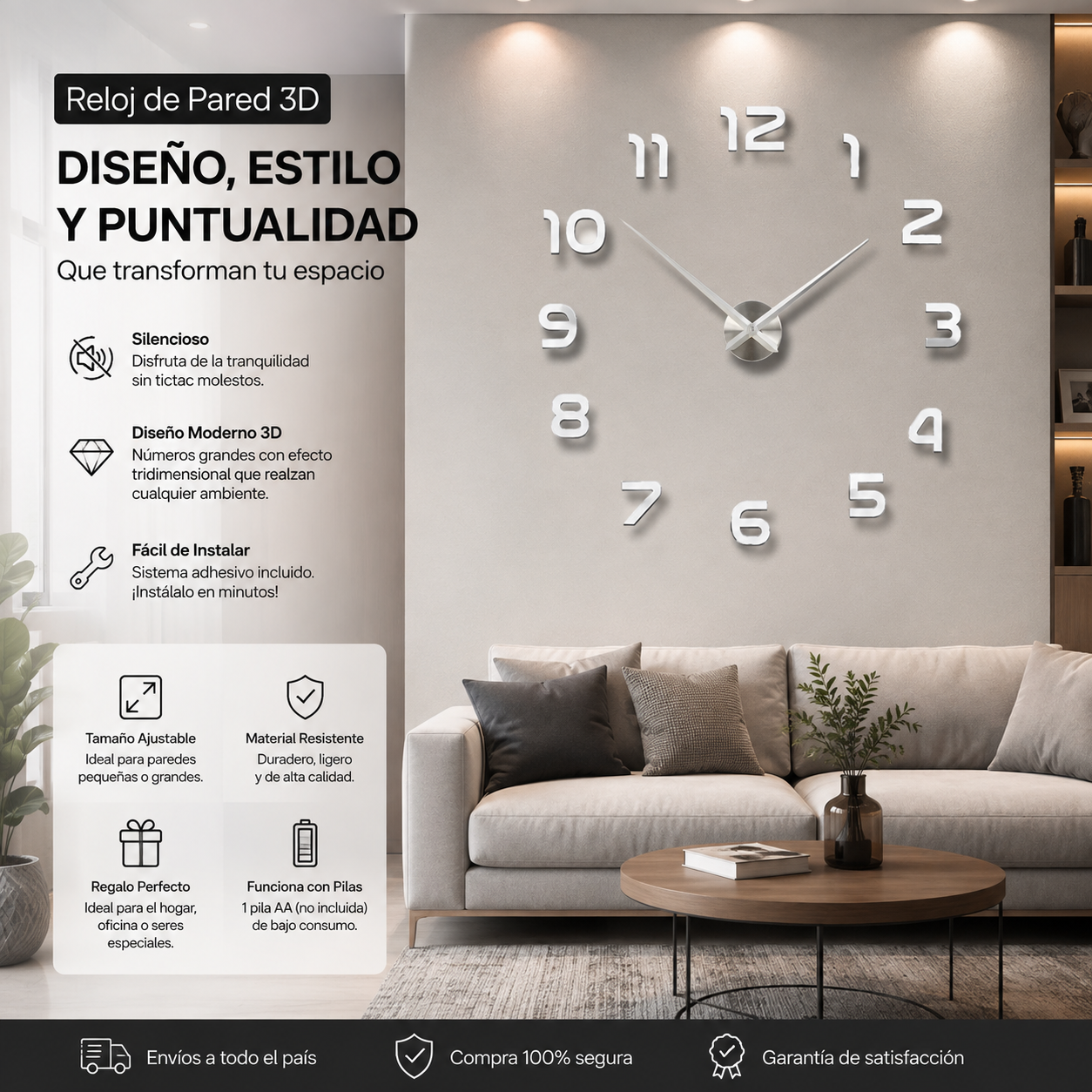 Reloj de Pared Decoración Interior