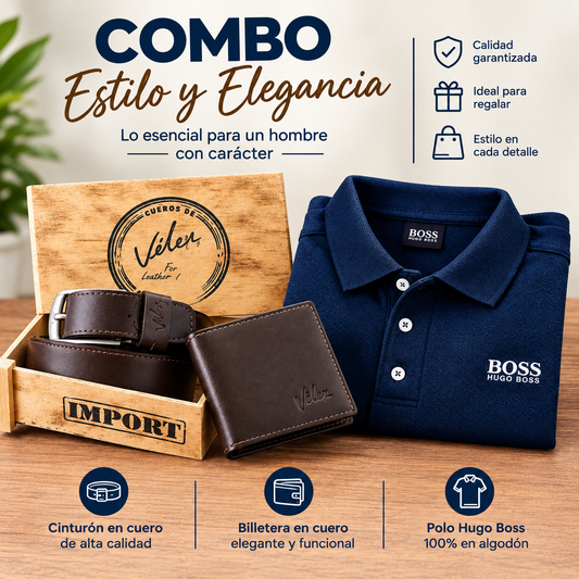 Combo Caballero: Polo Hugo Boss + Billetera y Correa Velez