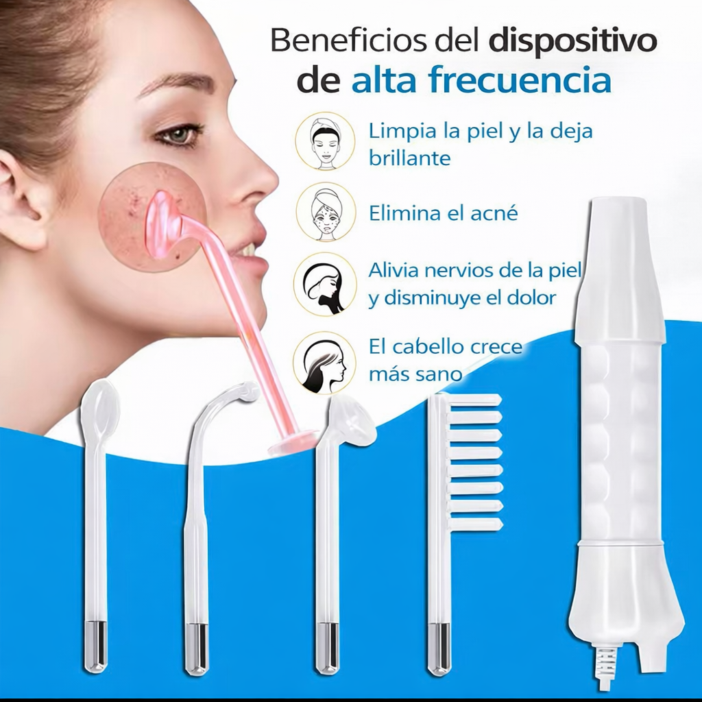 Alta Frecuencia Portátil Facial y Corporal 4 Electrodos