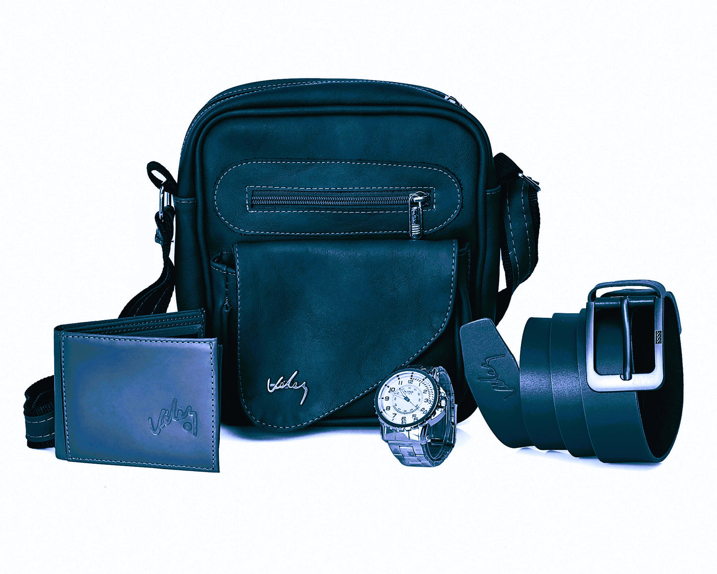 Combo Hombre Vélez: Carriel 23 cm + Reloj + Correa + Billetera