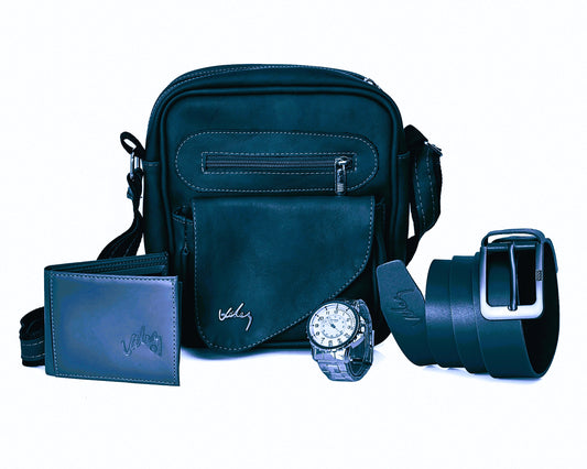 Combo Hombre Vélez: Carriel 23 cm + Reloj + Correa + Billetera