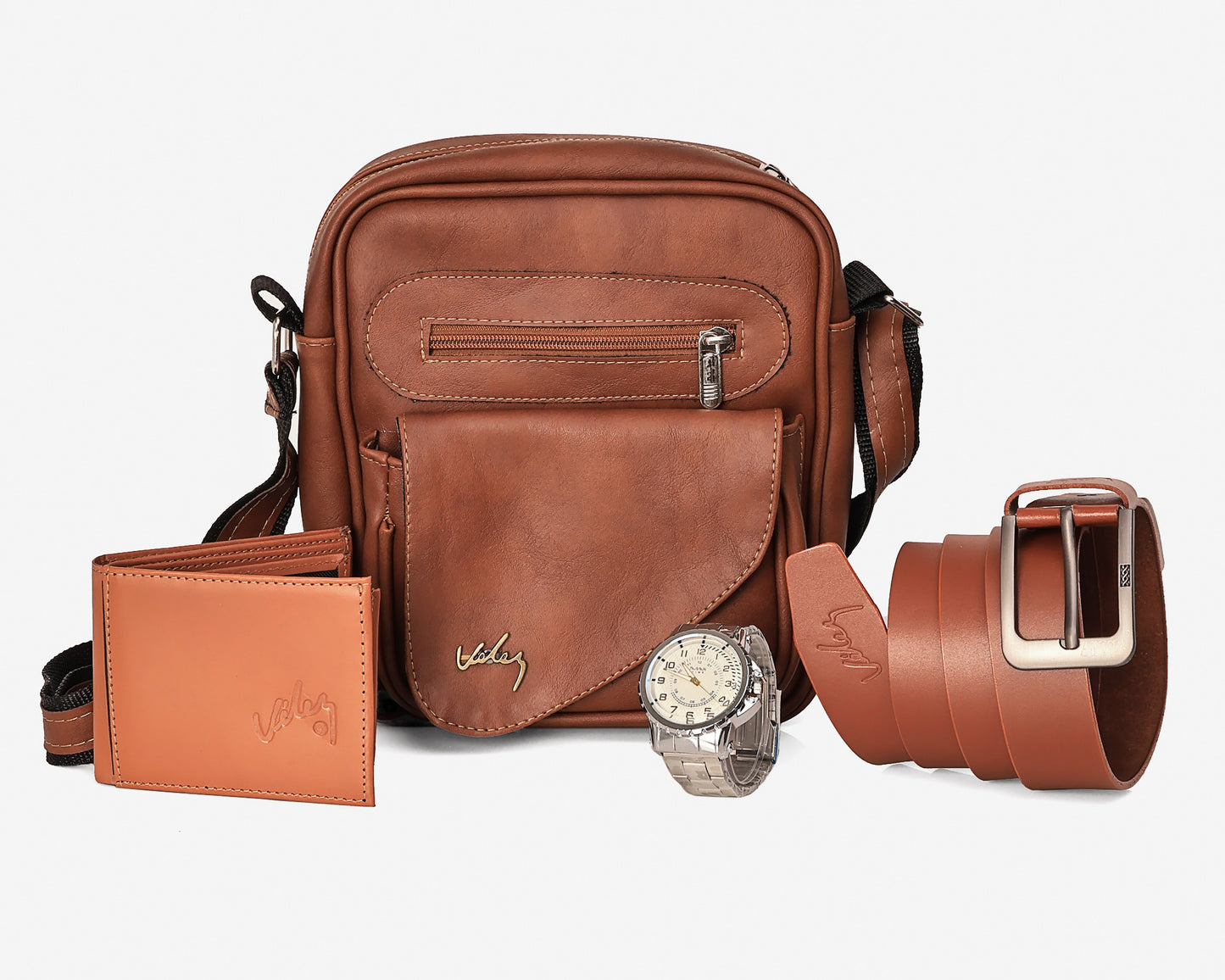 Combo Hombre Vélez: Carriel 23 cm + Reloj + Correa + Billetera