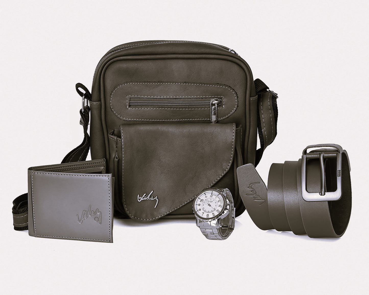 Combo Hombre Vélez: Carriel 23 cm + Reloj + Correa + Billetera