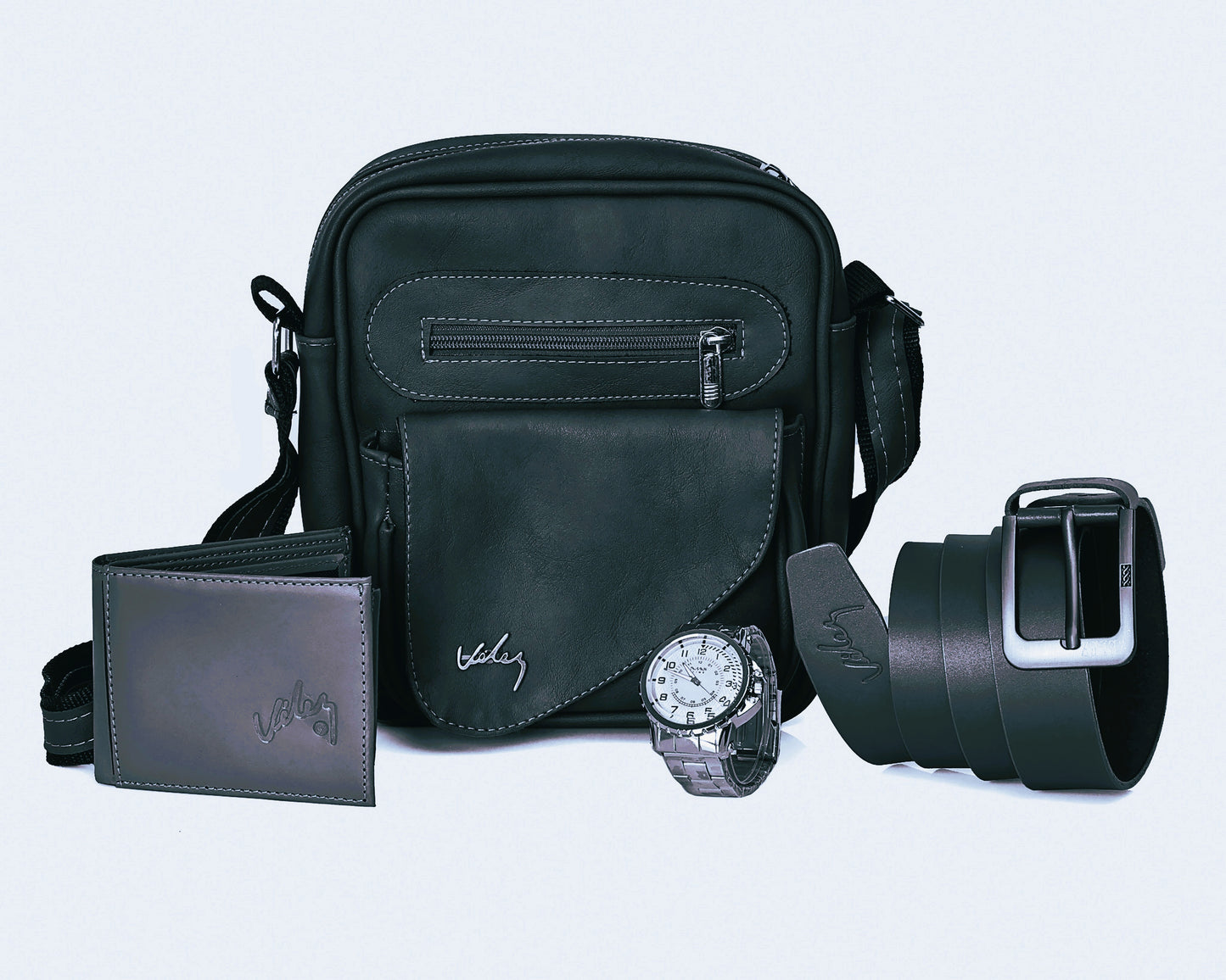 Combo Hombre Vélez: Carriel 23 cm + Reloj + Correa + Billetera