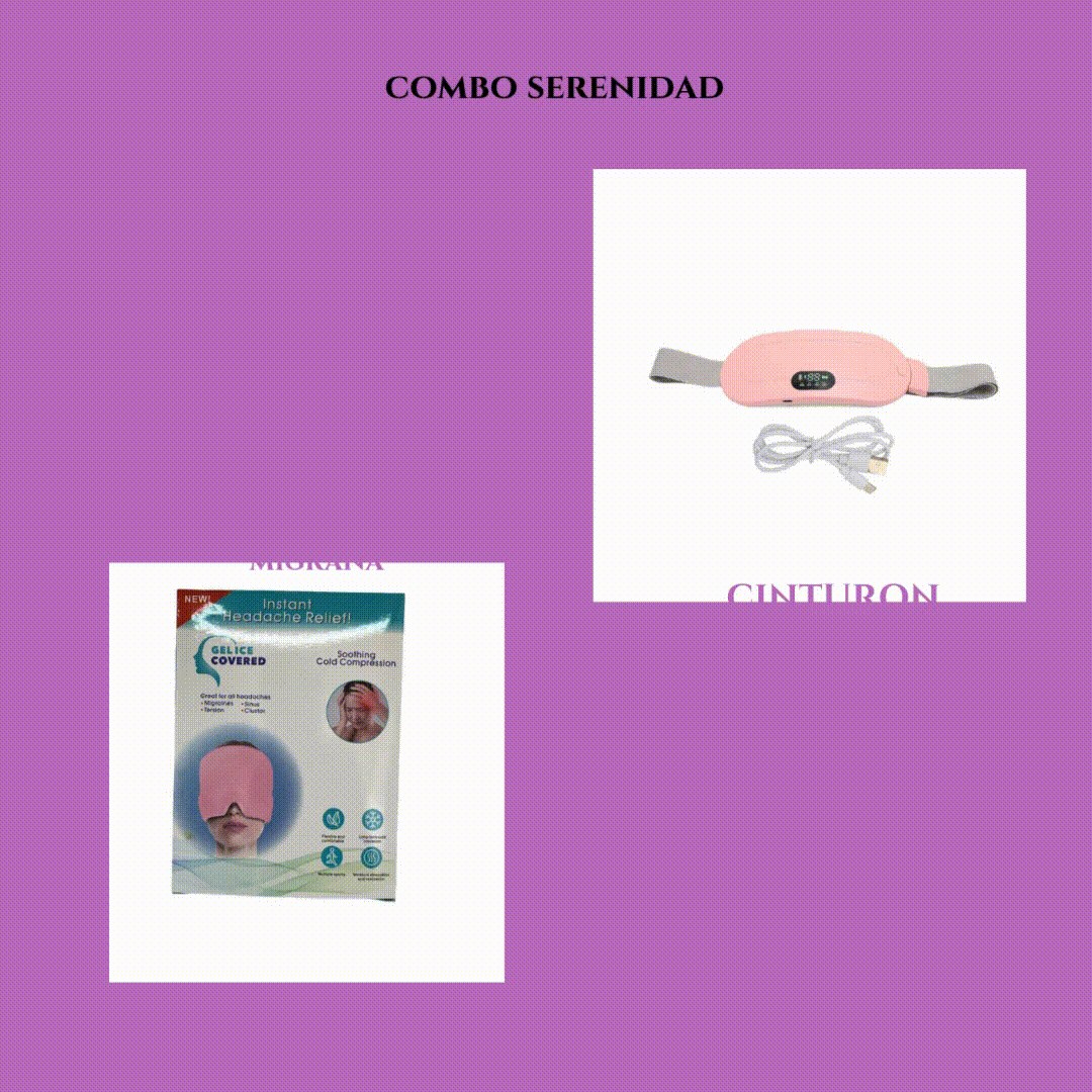 Combo Serenidad: Cinturón Para Cólicos + Mascara Fría y Caliente Para Migraña