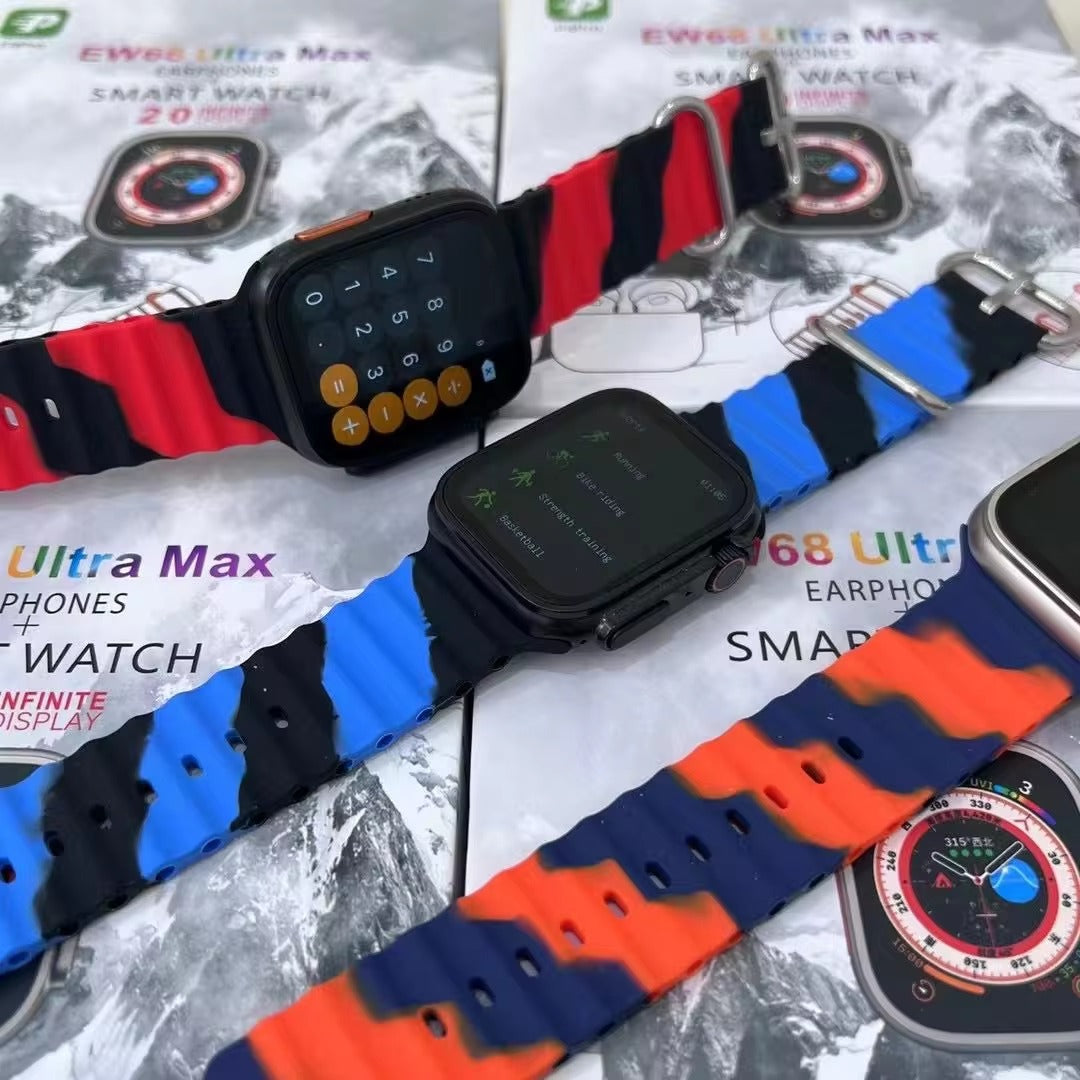 Combo Unisex: Smartwatch Ew68 Ultra Max + Audífonos I12